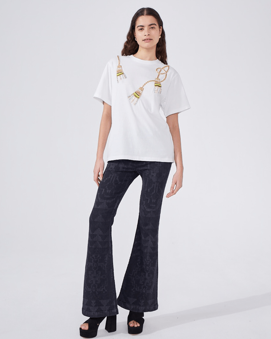 Hayley Menzies Tassel Beaded T-Shirt