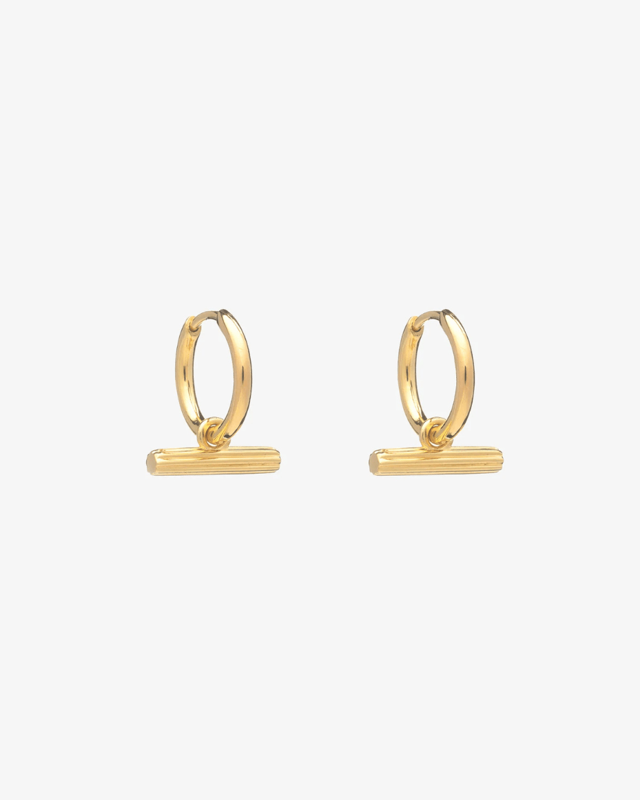 Rachel Jackson - Mini T - Bar Huggie Hoope Earrings - RACHEL JACKSON - Luxe Leopard