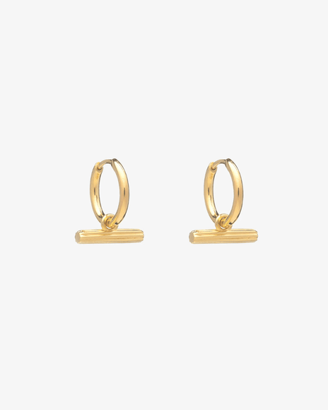 Rachel Jackson - Mini T - Bar Huggie Hoope Earrings - RACHEL JACKSON - Luxe Leopard
