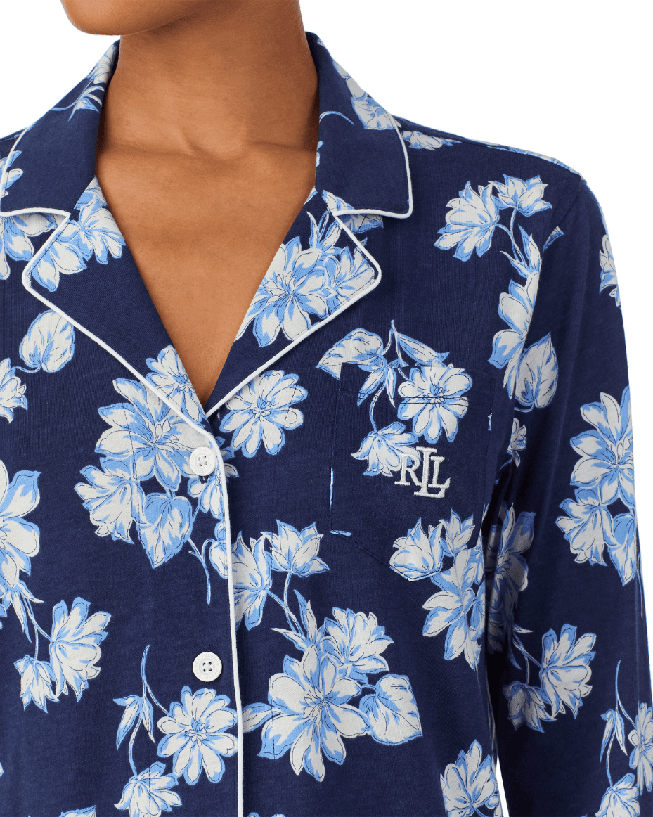 Lauren Ralph Lauren Long Sleeved Notch Collar Sleepshirt - RALPH LAUREN - Luxe Leopard