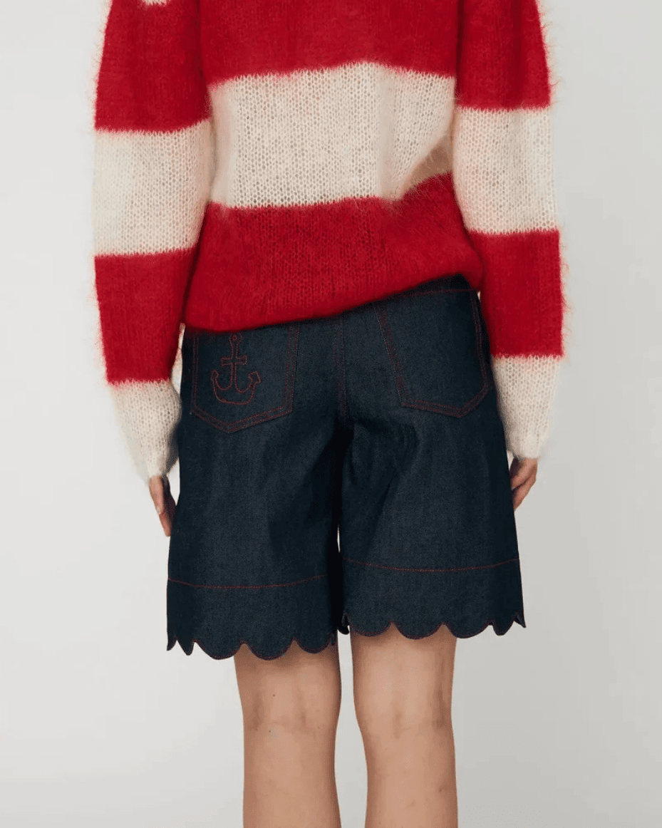 Stella Nova - Unwashed Denim Scallop Shorts - STELLA NOVA - Luxe Leopard