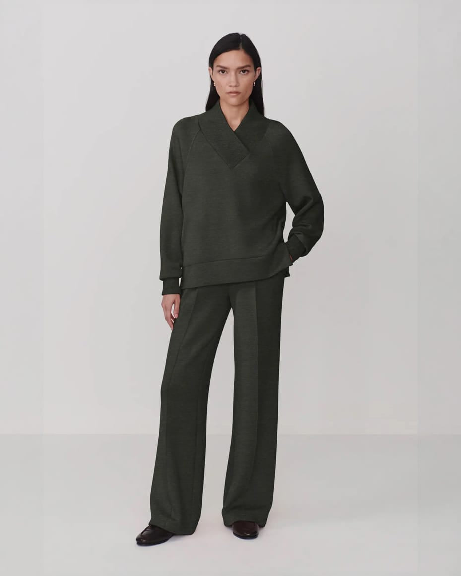 Varley Macie Zip Hem Sweat Olive Marl