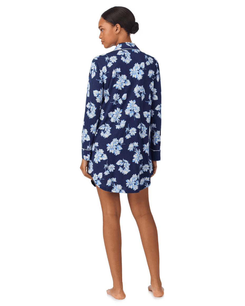 Lauren Ralph Lauren Long Sleeved Notch Collar Sleepshirt - RALPH LAUREN - Luxe Leopard