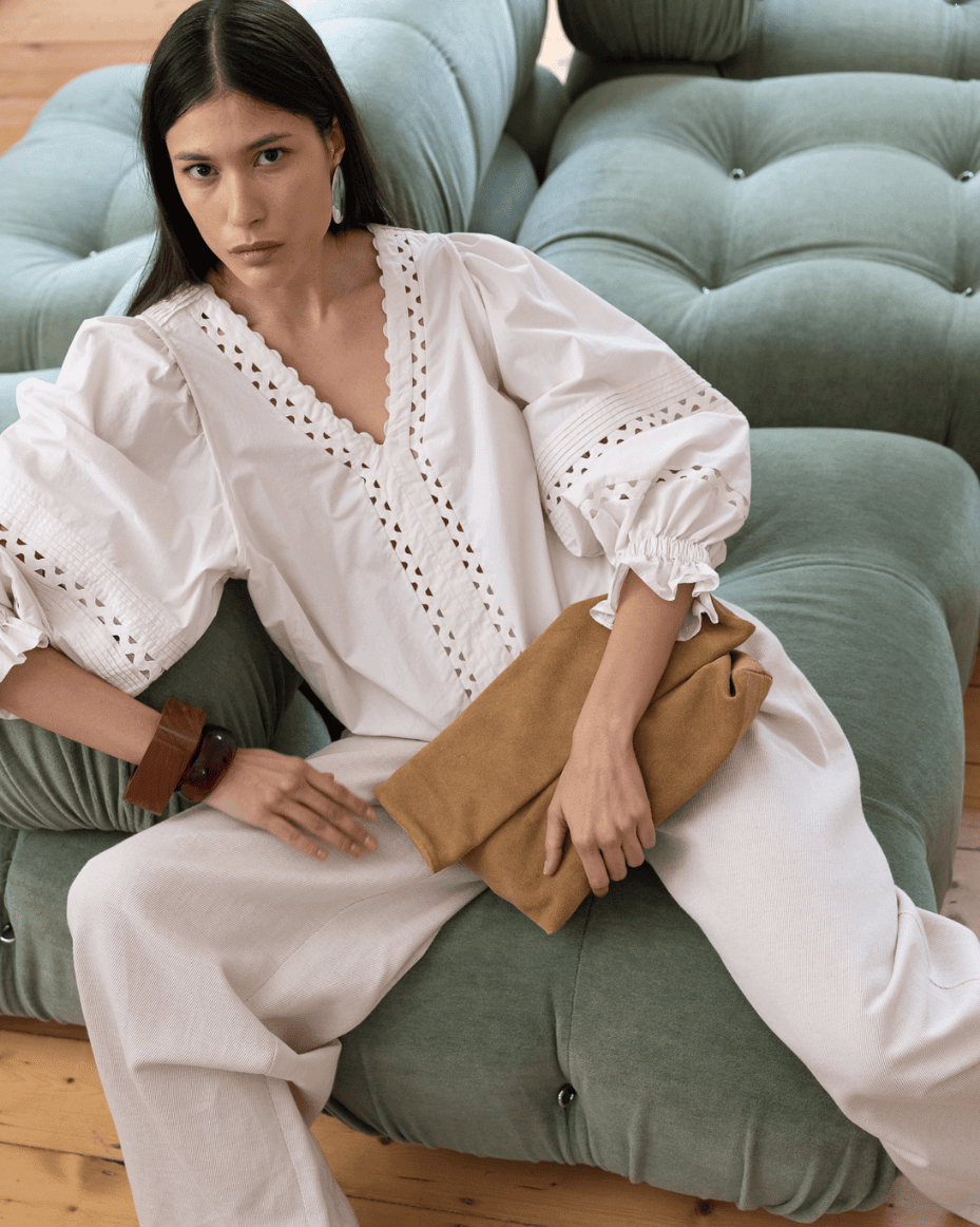 Vivere Arlette Pintuck Blouse - VIVERE - Luxe Leopard