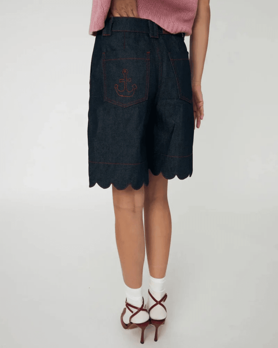 Stella Nova - Unwashed Denim Scallop Shorts - STELLA NOVA - Luxe Leopard