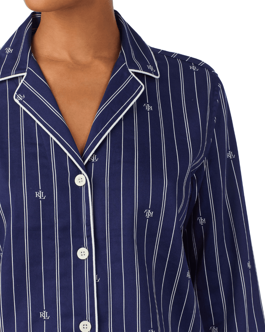 Lauren Ralph Lauren Long Sleeved Notch Collar Long Pant Pj Set - RALPH LAUREN - Luxe Leopard