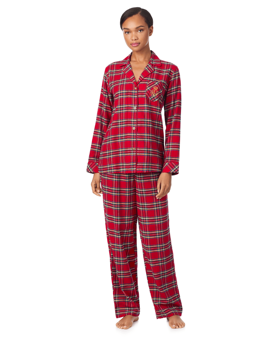 Ralph Lauren Long Sleeve Notch Collar Long Pant PJ Set - RALPH LAUREN - Luxe Leopard