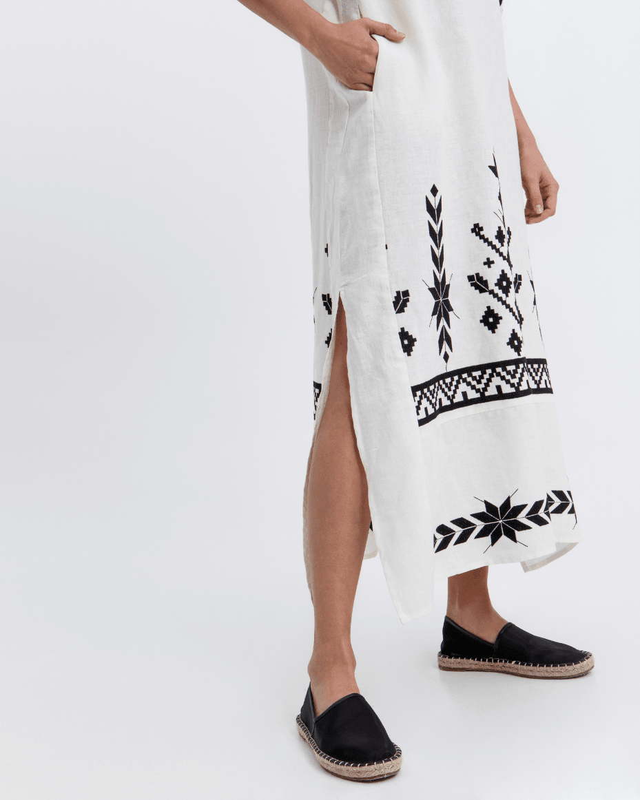 Milla Greek Archaic Kori Long IOS 3/4 Sleeves Belt Dress - MILLA GREEK ARCHAIC KORI - Luxe Leopard