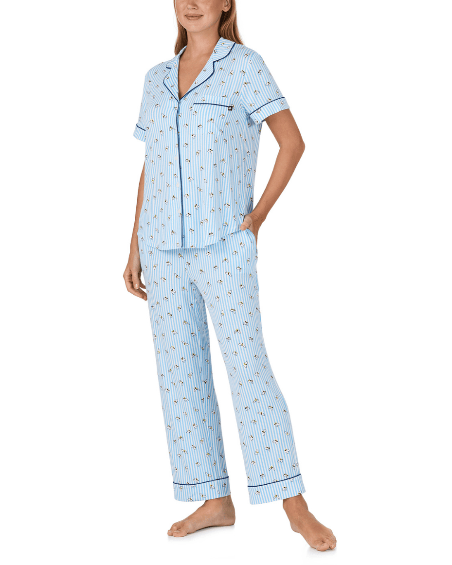 Kate Spade Short Sleeved Notch Short Pj Set - KATE SPADE - Luxe Leopard