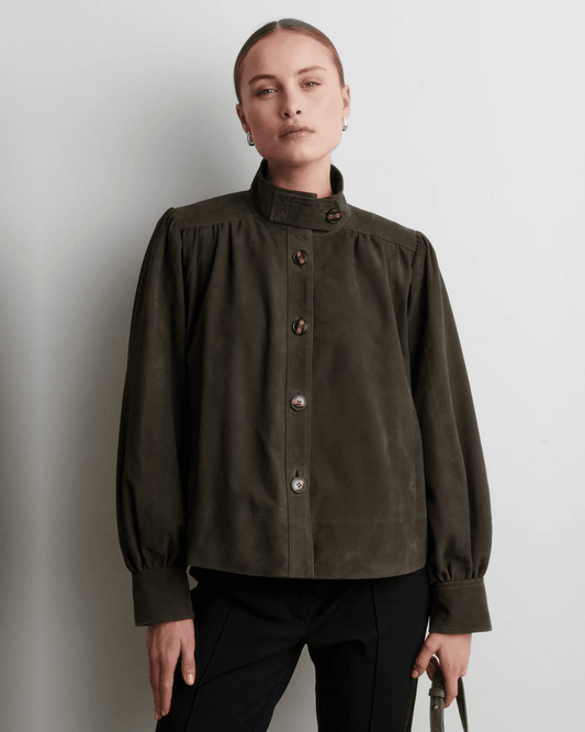 Second Female Zonie Suede Jacket - SECOND FEMALE - Luxe Leopard