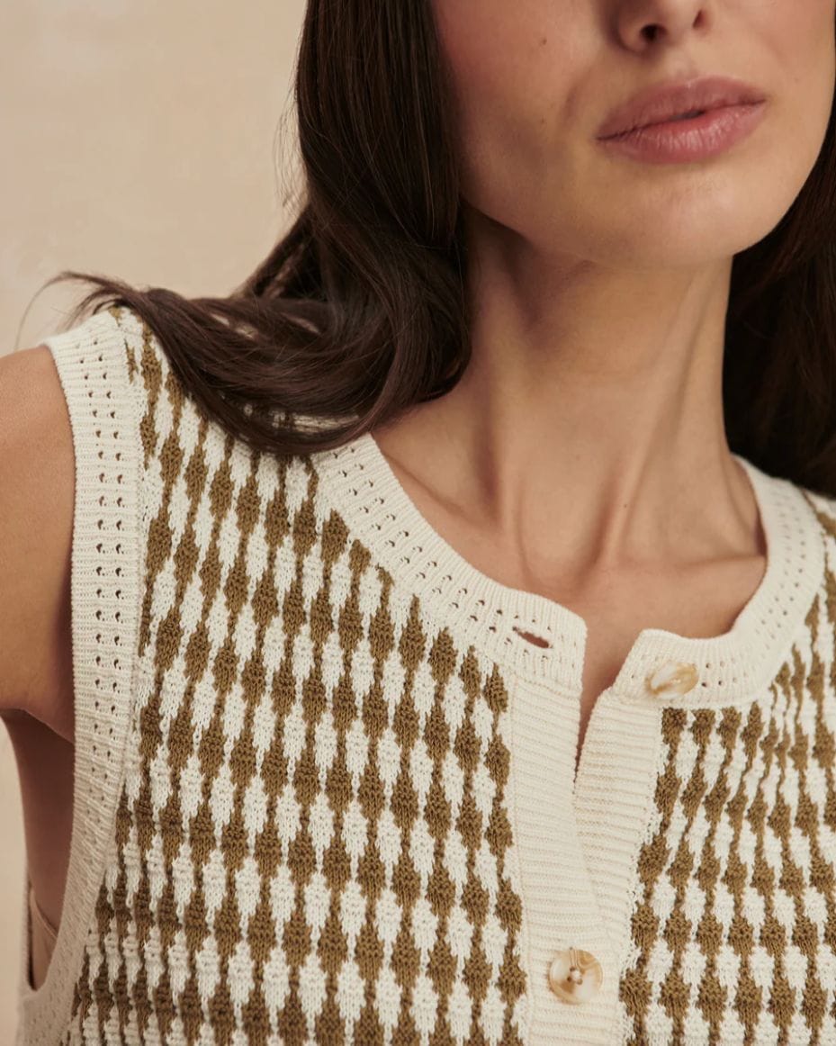 Varley Aura Knit Top Egret Golden Olive - VARLEY - Luxe Leopard