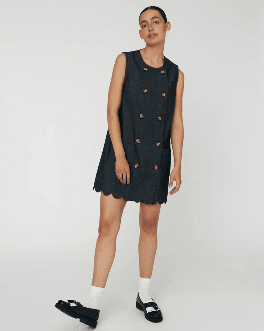 Stella Nova - Unwashed Denim Scallop Dress - STELLA NOVA - Luxe Leopard