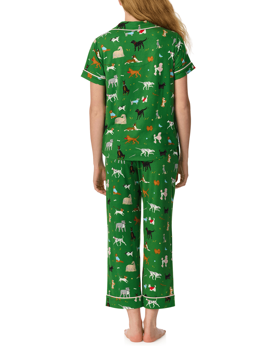 Kate Spade Short Sleeved Notch Cropped PJ Set