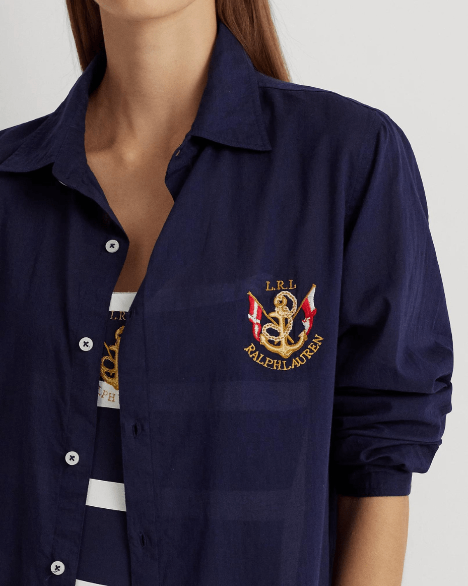 Ralph Lauren Logo Embroidered Oversized Shirt - Luxe Leopard