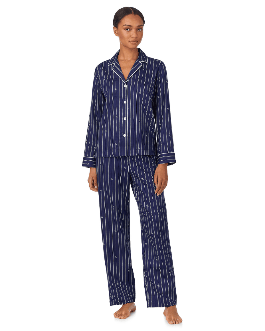 Lauren Ralph Lauren Long Sleeved Notch Collar Long Pant Pj Set - RALPH LAUREN - Luxe Leopard