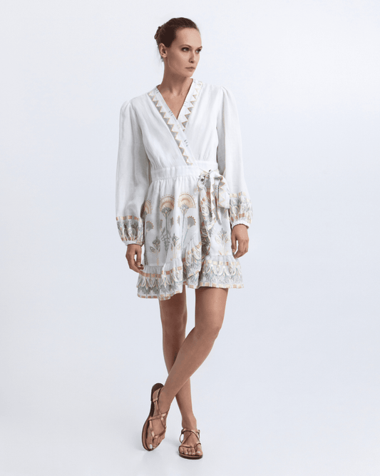 Milla Greek Archaic Kori Mini Papyrus Wrap Dress - GREEK ARCHAIC - Luxe Leopard