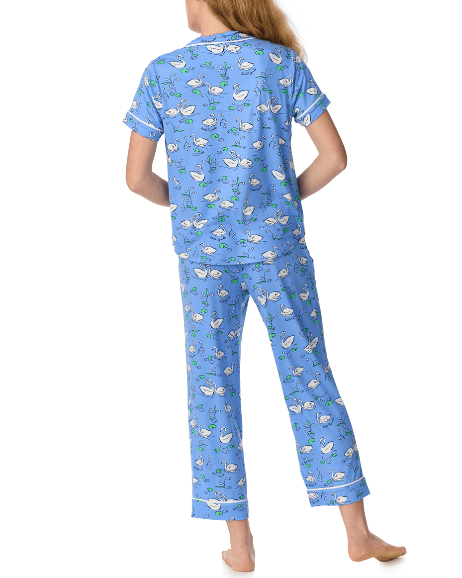 Kate Spade Short Sleeved Notch Cropped PJ Set