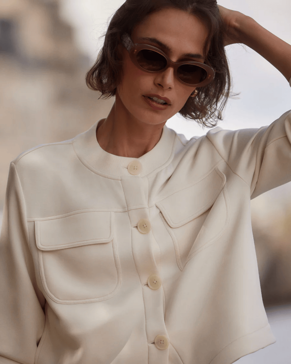Varley Hartwell Button Through Sweat - VARLEY - Luxe Leopard