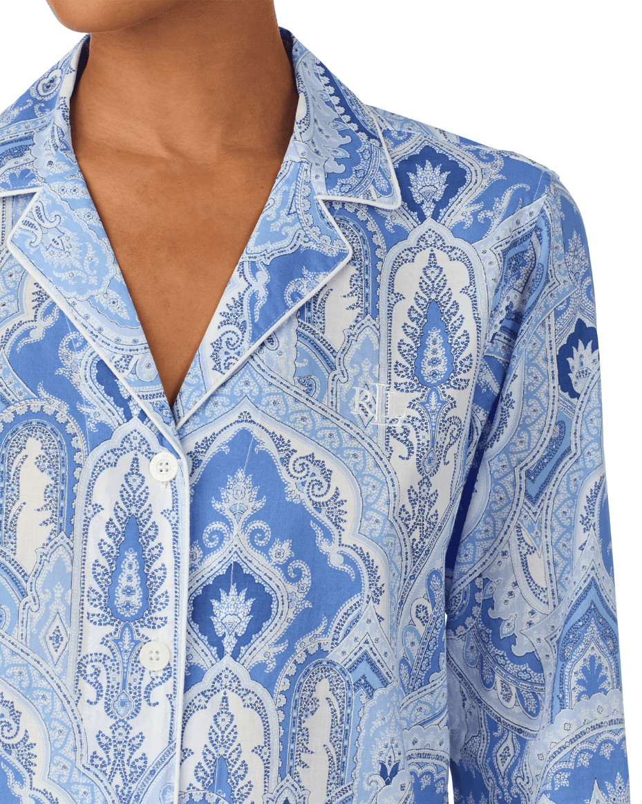 Lauren Ralph Lauren Long Sleeved Notch Collar Long Pant Pj Set - RALPH LAUREN - Luxe Leopard