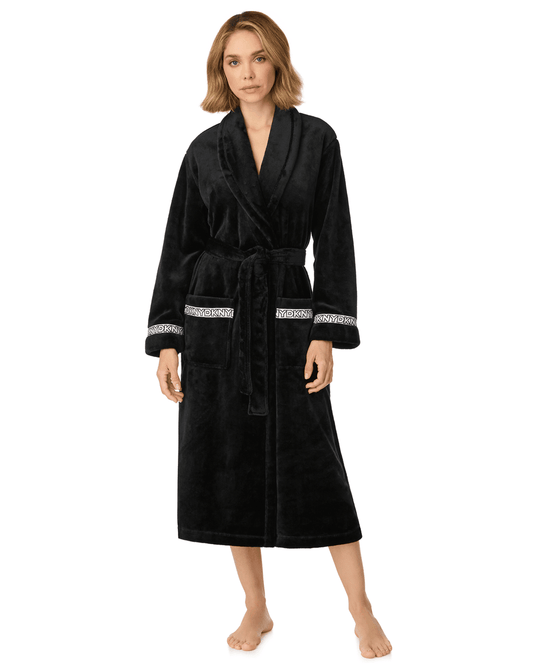 DKNY Long Robe in Black - DKNY - Luxe Leopard