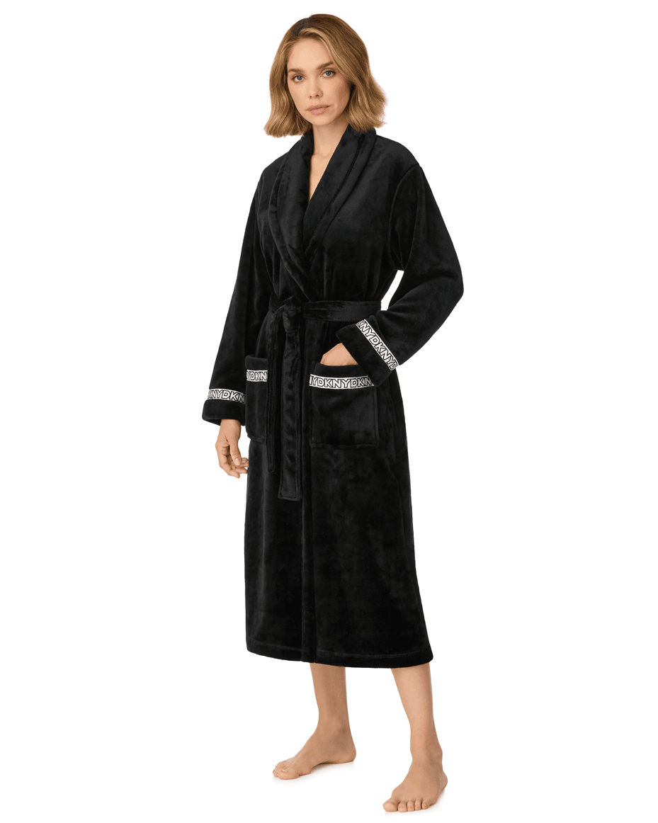 DKNY Long Robe in Black - DKNY - Luxe Leopard
