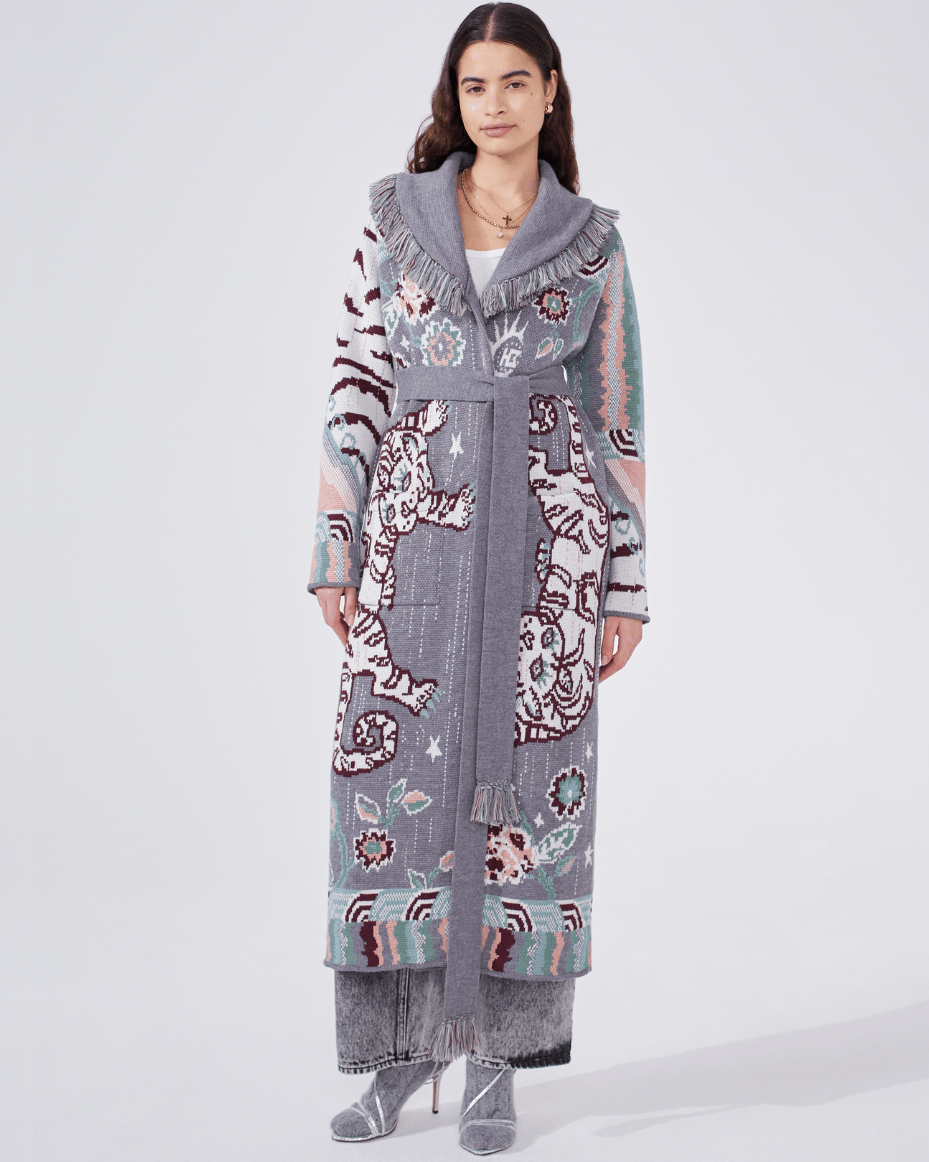 Hayley Menzies Jacquard Long Cardigan