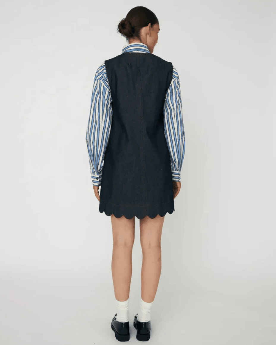 Stella Nova - Unwashed Denim Scallop Dress - STELLA NOVA - Luxe Leopard