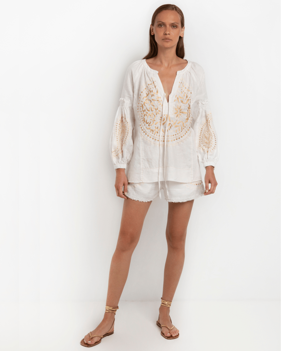 Greek Archaic Kori Paisley Blouse - GREEK ARCHAIC - Luxe Leopard