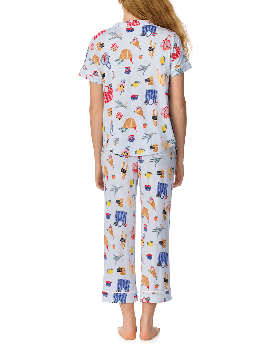 Kate Spade Short Sleeved Notch Cropped PJ Set
