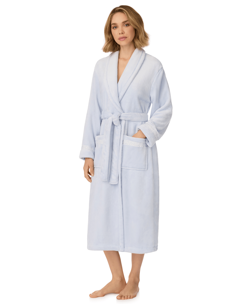DKNY Long Robe in Frost Blue