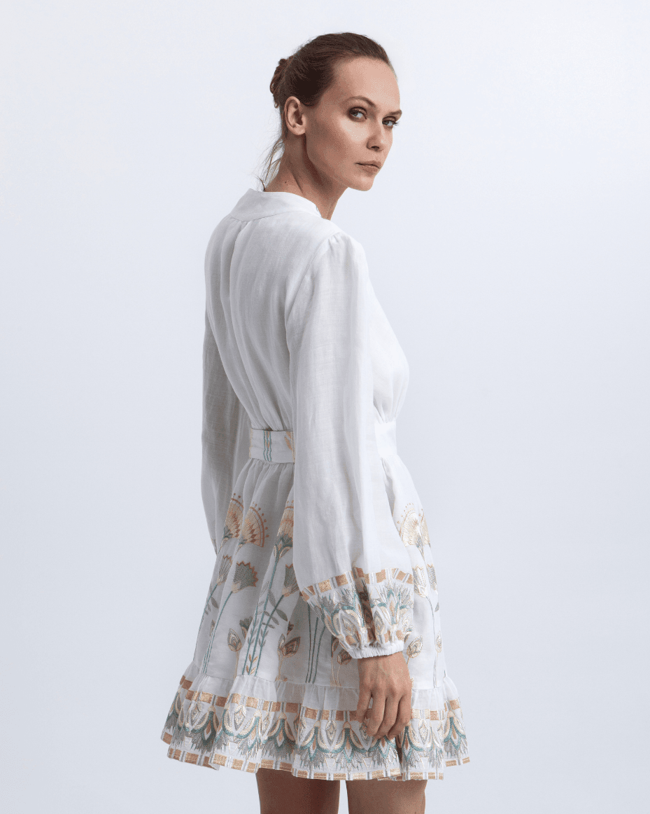 Milla Greek Archaic Kori Mini Papyrus Wrap Dress - GREEK ARCHAIC - Luxe Leopard