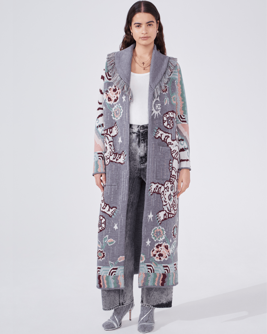 Hayley Menzies Jacquard Long Cardigan