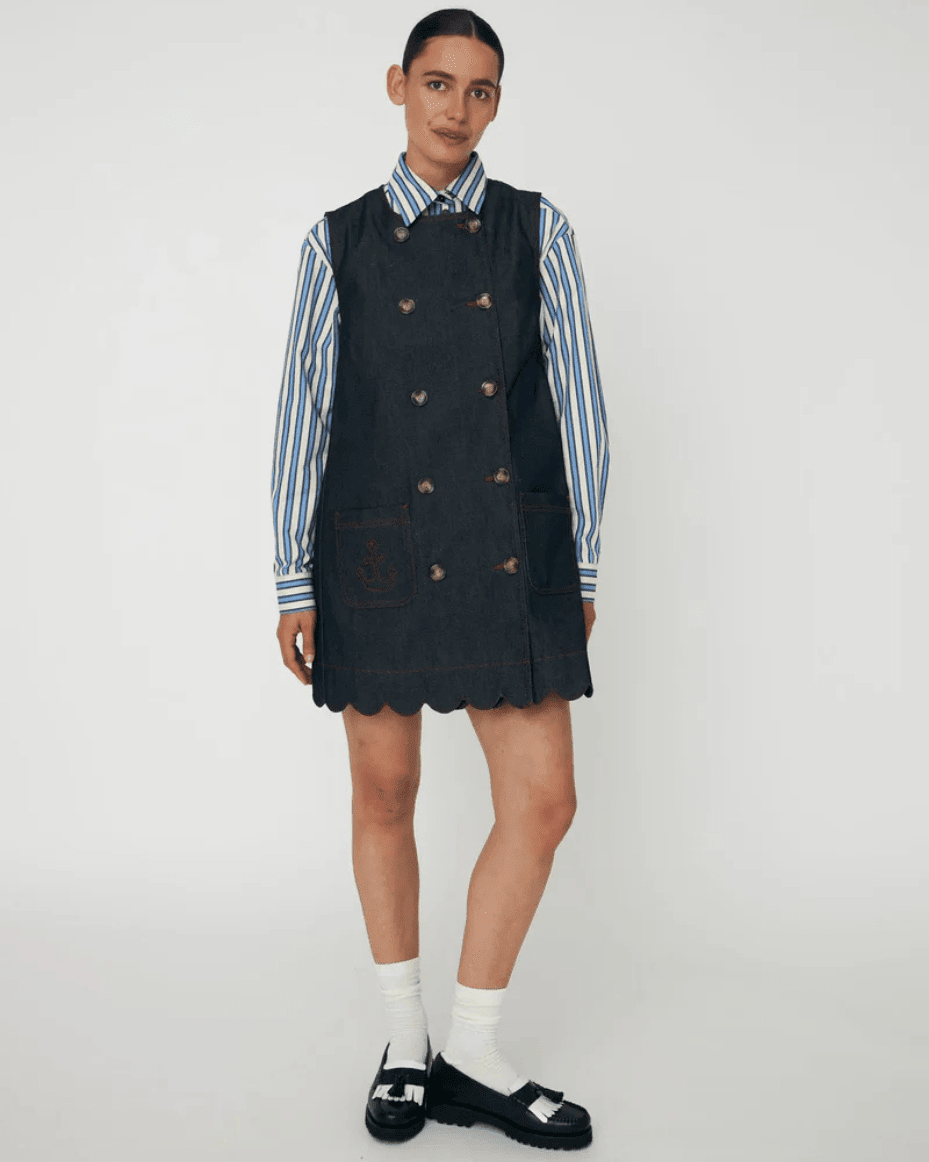 Stella Nova - Unwashed Denim Scallop Dress - STELLA NOVA - Luxe Leopard