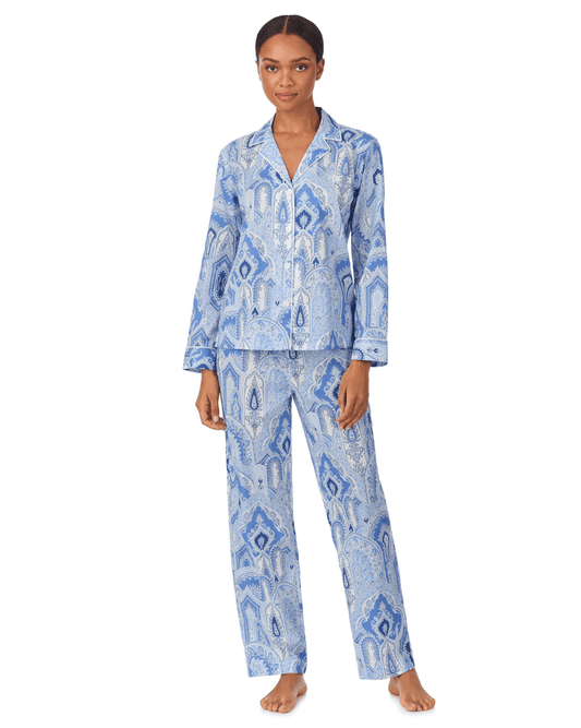 Lauren Ralph Lauren Long Sleeved Notch Collar Long Pant Pj Set - RALPH LAUREN - Luxe Leopard