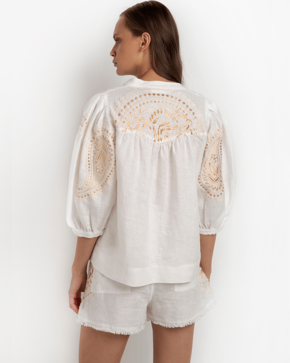 Greek Archaic Kori Paisley Blouse - GREEK ARCHAIC - Luxe Leopard