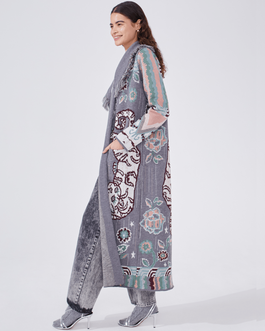 Hayley Menzies Jacquard Long Cardigan