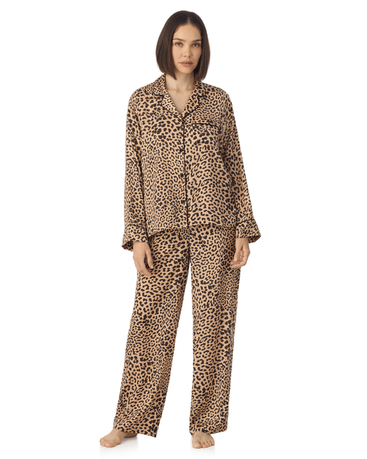 DKNY Long Sleeved Notch Top & Pant Sleep Set - DKNY - Luxe Leopard