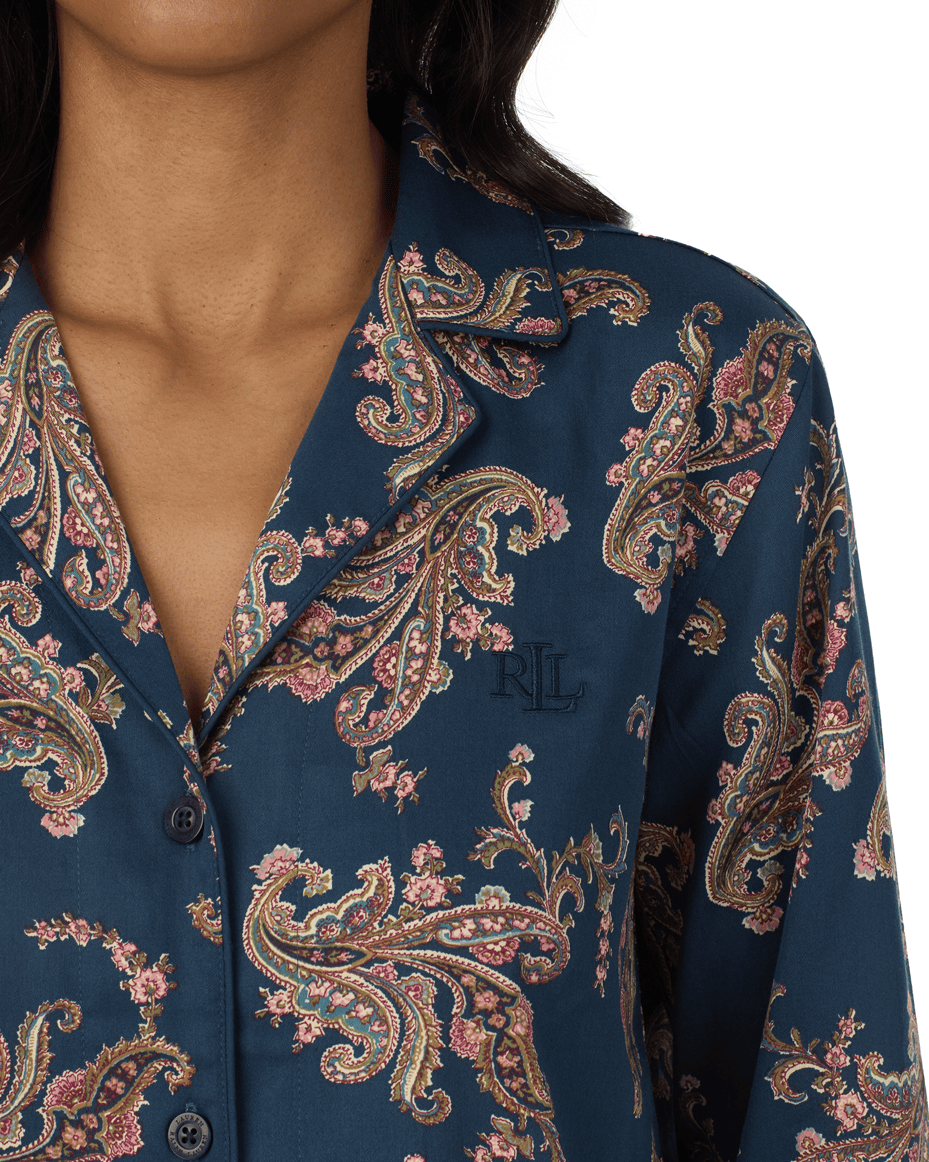 Lauren Ralph Lauren Long Sleeved Notch Collar Pant Pj Set