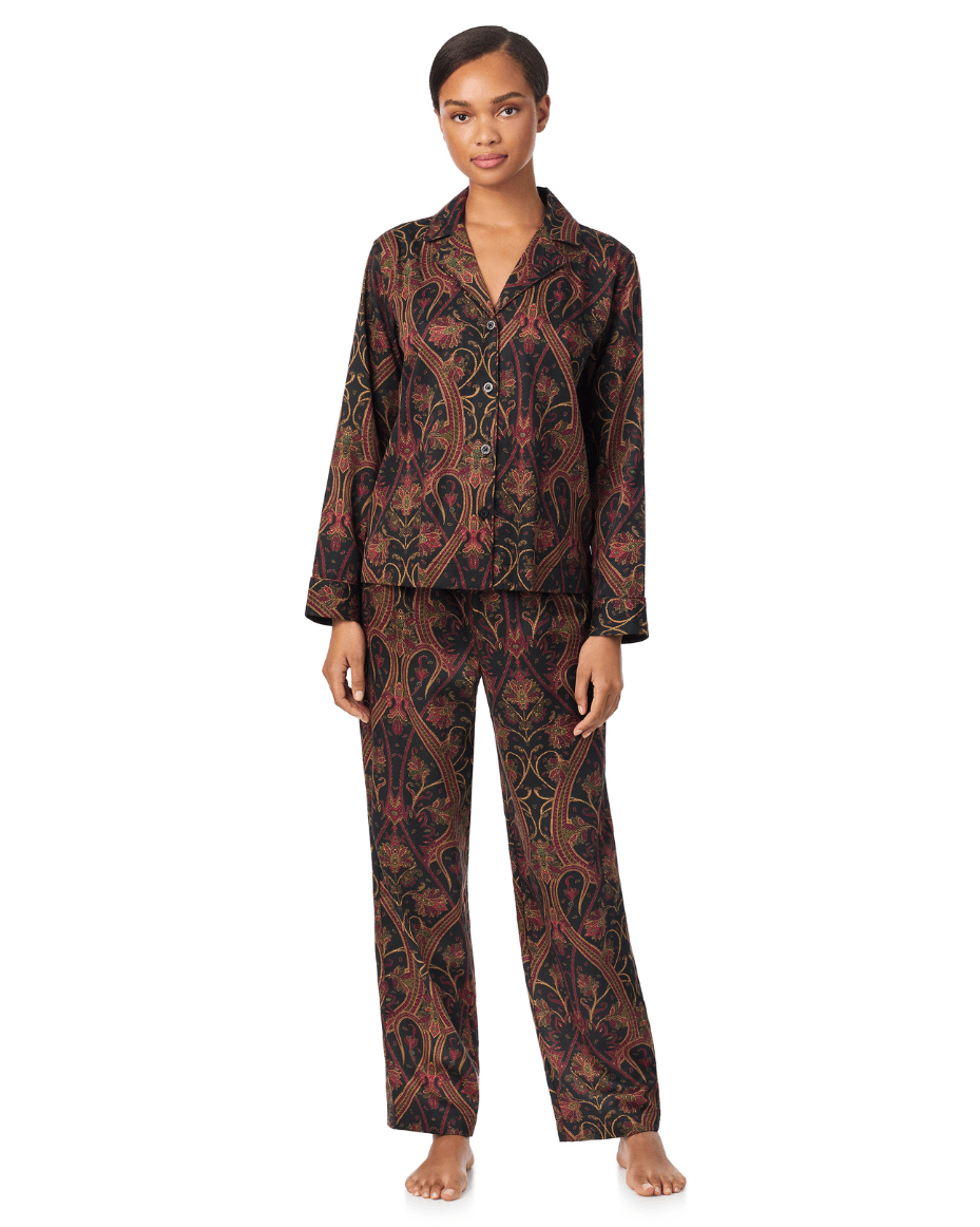 Ralph Lauren Long Sleeve Notch Collar Long Pant PJ Set - RALPH LAUREN - Luxe Leopard