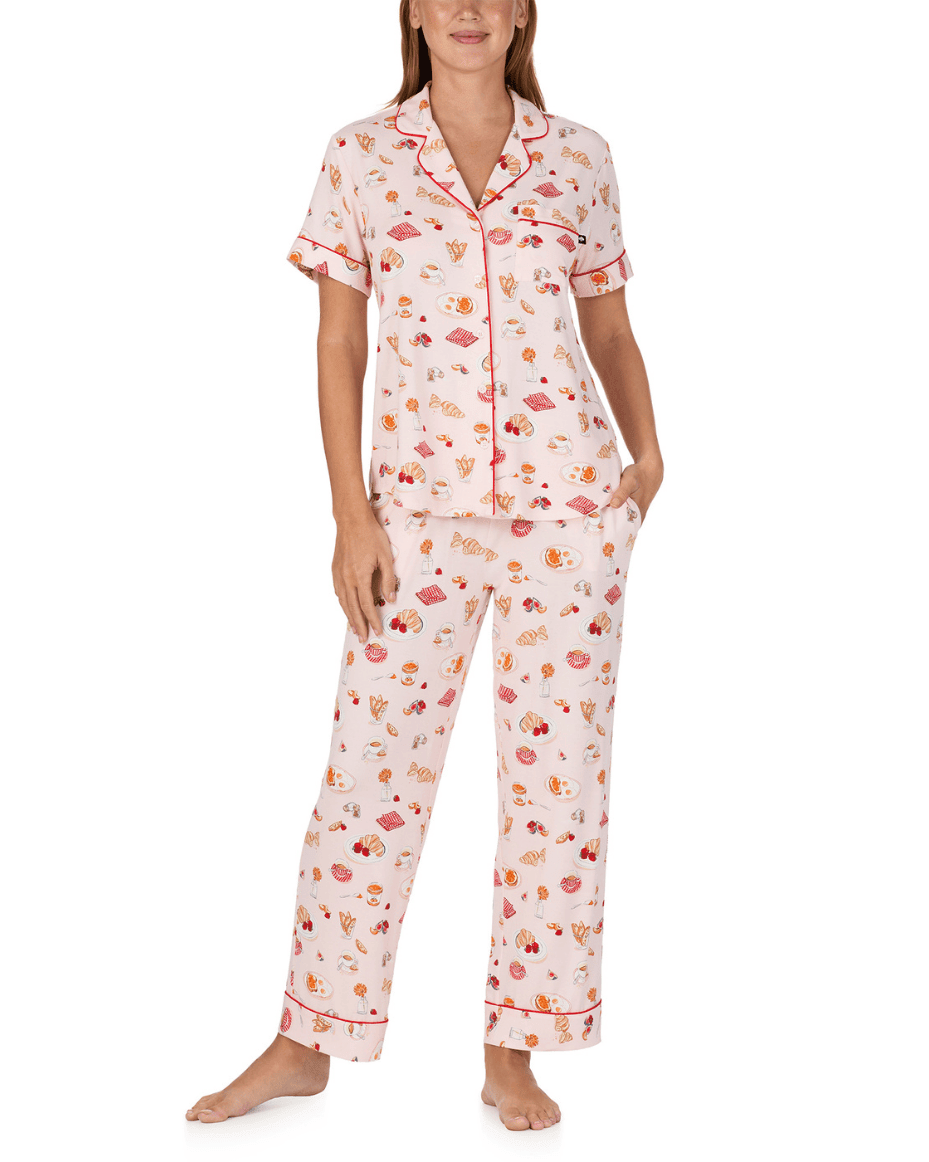 Kate Spade Short Sleeved Notch Crop Pj Set - KATE SPADE - Luxe Leopard