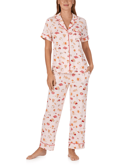 Kate Spade Short Sleeved Notch Crop Pj Set - KATE SPADE - Luxe Leopard