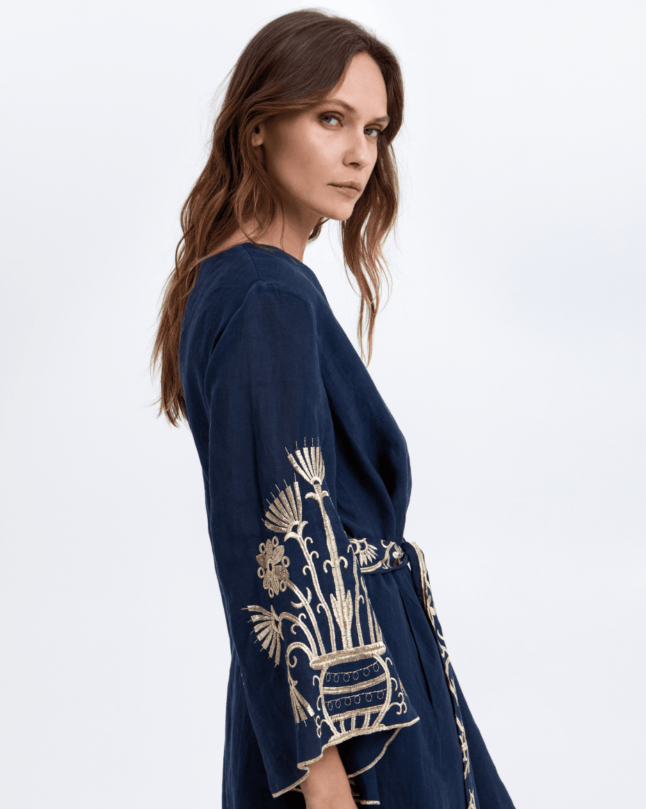 Milla Greek Archaic Kori Mini Crete Bell Sleeve Dress - GREEK ARCHAIC - Luxe Leopard