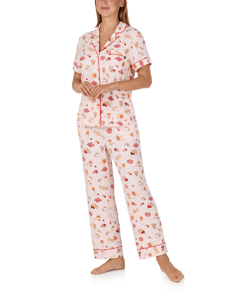 Kate Spade Short Sleeved Notch Crop Pj Set - KATE SPADE - Luxe Leopard