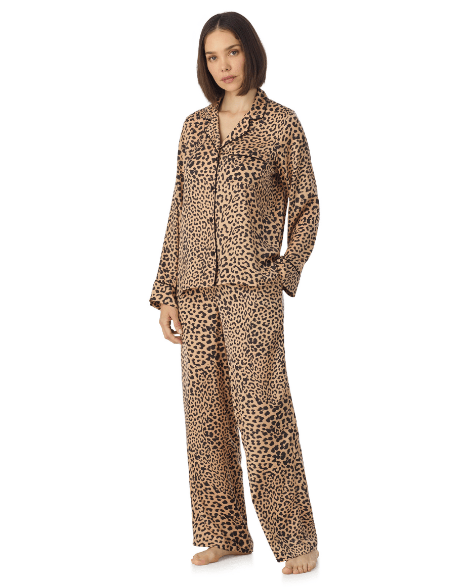 DKNY Long Sleeved Notch Top & Pant Sleep Set - DKNY - Luxe Leopard