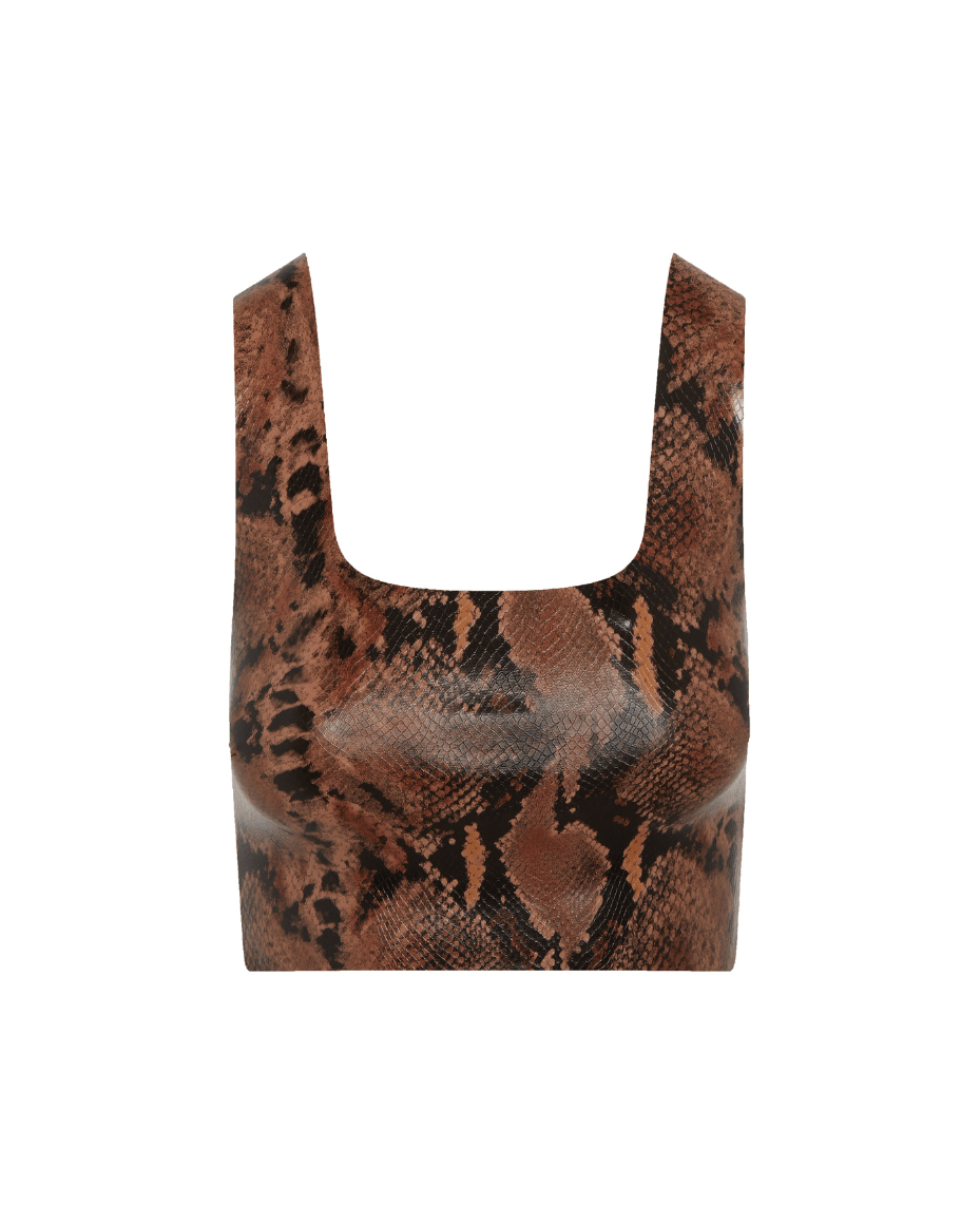 Commando Faux Leather Animal Squareneck Crop Top - Luxe Leopard