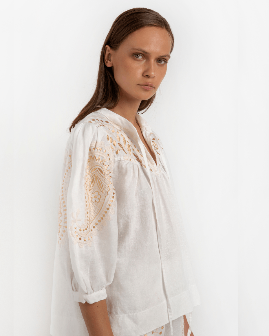 Greek Archaic Kori Paisley Blouse - GREEK ARCHAIC - Luxe Leopard