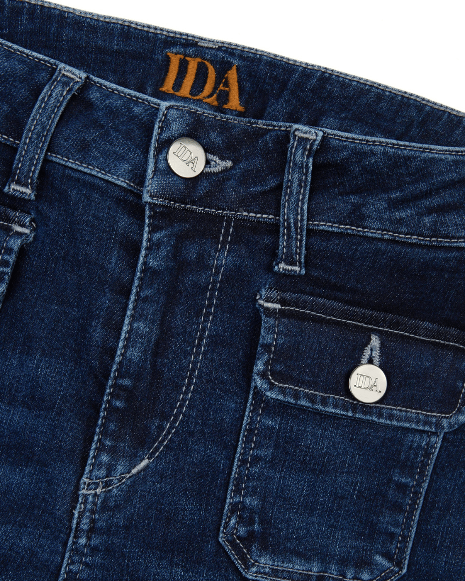 Donna Ida Hope The High Top Patch Pocket Bootcut in Moody Blues