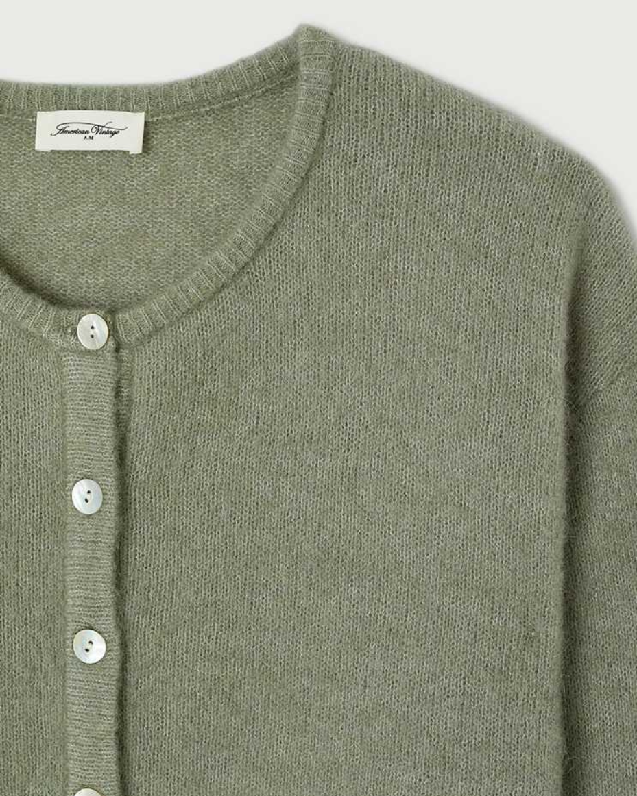 American Vintage Vitow Cardigan Khaki Multi Melange