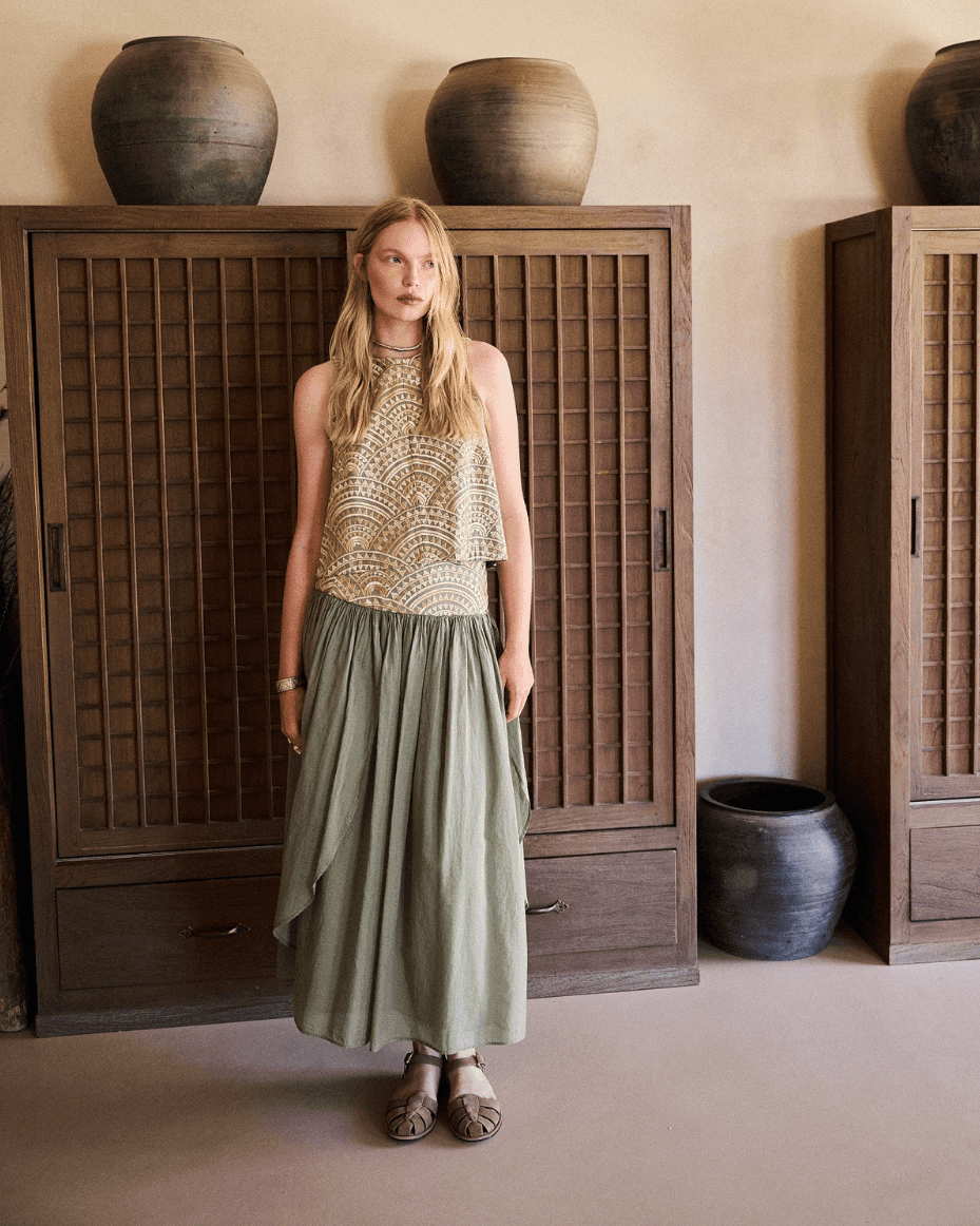 Milla Greek Archaic Kori New Triangle Long Skirt - GREEK ARCHAIC - Luxe Leopard