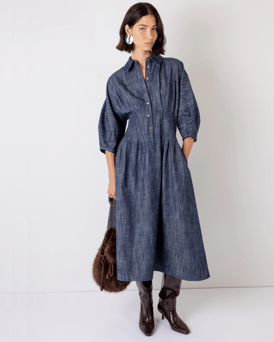 Vivere Novalie Denim Dress - VIVERE - Luxe Leopard